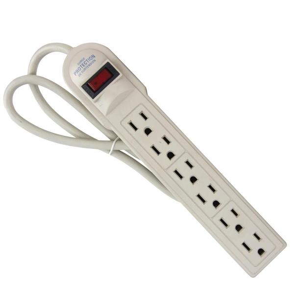 6-Outlet Power Strip With 3ft Cord, White