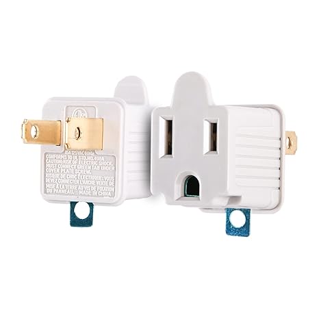 3 Prong to 2 Prong Electrical Grounding Adapter 2 pack