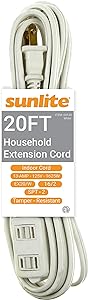 20 FT White Extension cord